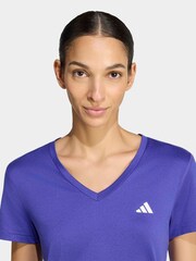 adidas Purple/White Workout Essentials V-Neck T-Shirt - Image 3 of 7