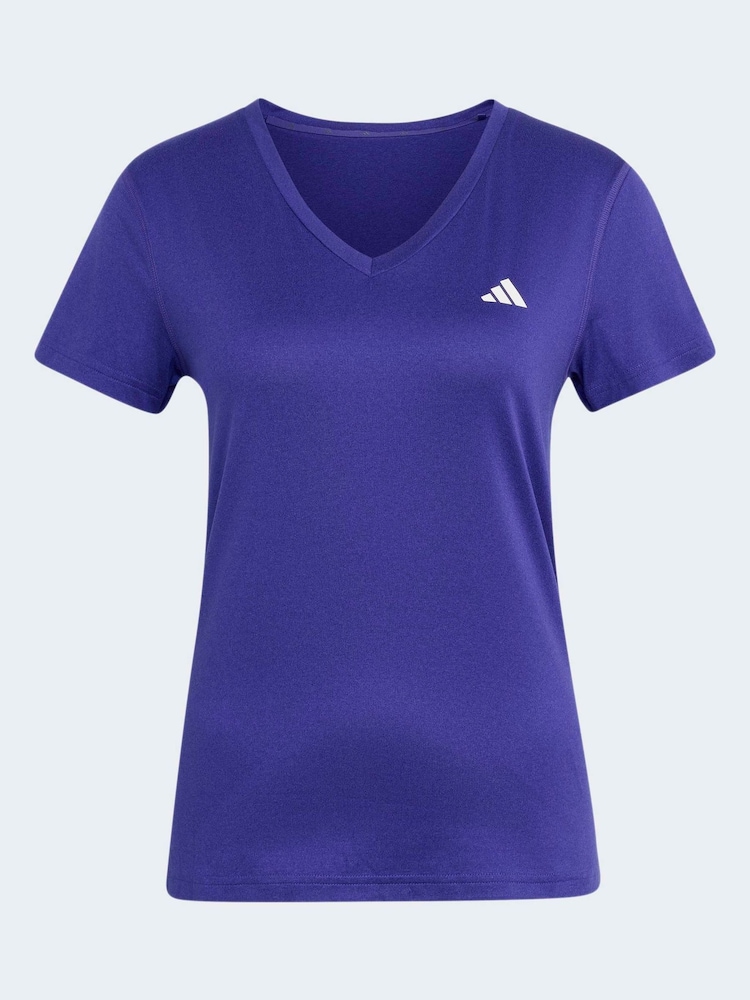 adidas Purple/White Workout Essentials V-Neck T-Shirt - Image 7 of 7