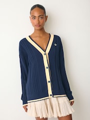 adidas Originals Navy Cable Knit Cardigan - Image 1 of 4