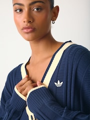 adidas Originals Navy Cable Knit Cardigan - Image 4 of 4