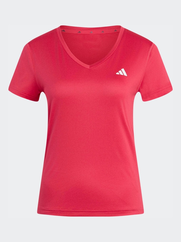 adidas Bright Pink Workout Essentials V-Neck T-Shirt - Image 1 of 1