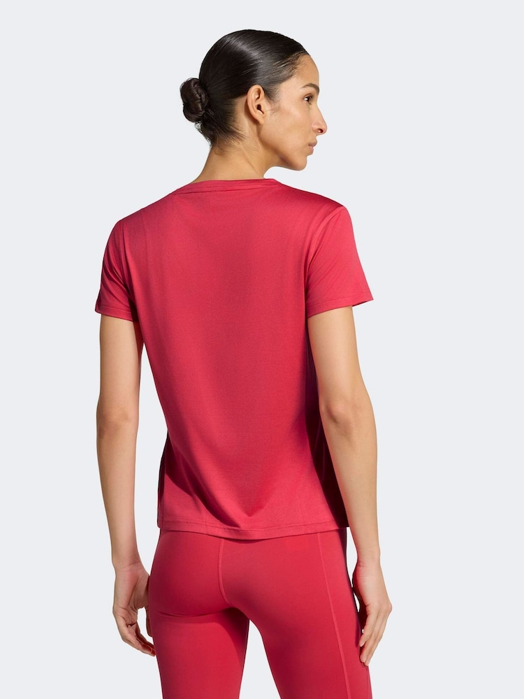 adidas Bright Pink Workout Essentials V-Neck T-Shirt - Image 2 of 7 adidas Bright Pink Workout Essentials V-Neck T-Shirt - Image 2 of 7