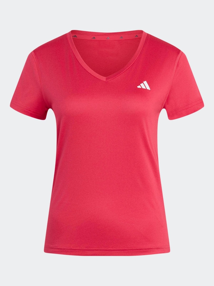 adidas Bright Pink Workout Essentials V-Neck T-Shirt - Image 7 of 7 adidas Bright Pink Workout Essentials V-Neck T-Shirt - Image 7 of 7