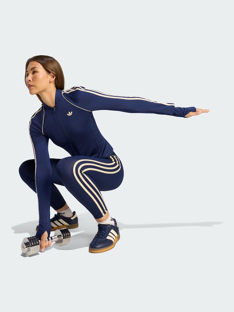 adidas Originals Blue Sports 3 Stripe Full Zip Training Top - Image 1 of 7 adidas Originals Blue Sports 3 Stripe Full Zip Training Top - Image 1 of 7