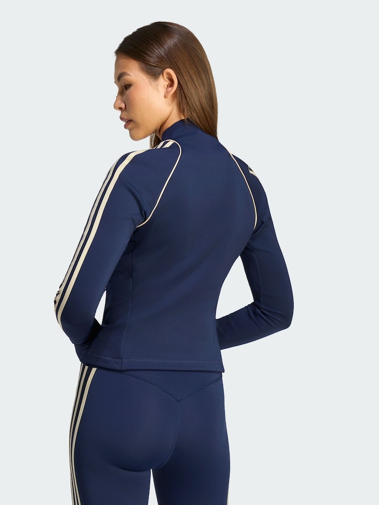 adidas Originals Blue Sports 3 Stripe Full Zip Training Top - Image 2 of 7 adidas Originals Blue Sports 3 Stripe Full Zip Training Top - Image 2 of 7