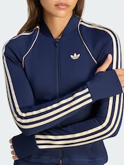 adidas Originals Blue Sports 3 Stripe Full Zip Training Top - Image 3 of 7
