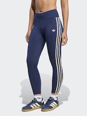 adidas Originals Blue Sports 3 Stripe Leggings - Image 1 of 7
