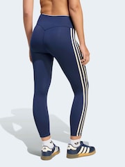 adidas Originals Blue Sports 3 Stripe Leggings - Image 2 of 7