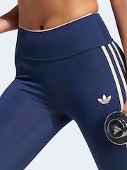 adidas Originals Blue Sports 3 Stripe Leggings - Image 4 of 7