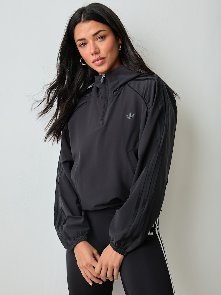 adidas Black x Originals 1/2 Zip Hooded Jacket - Image 1 of 5 adidas Black x Originals 1/2 Zip Hooded Jacket - Image 1 of 5