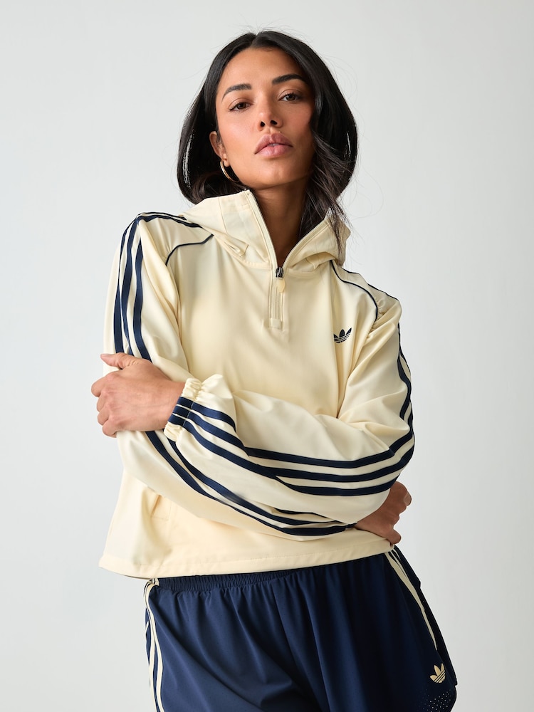 adidas Originals Cream Sport Cover-Up Sweat Top - Image 2 of 9