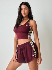 adidas Originals Maroon Red Sports Ruffle Training Shorts - Image 1 of 5