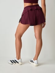 adidas Originals Maroon Red Sports Ruffle Training Shorts - Image 3 of 5