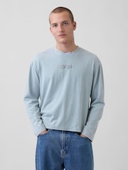 Gap Blue Relaxed Logo Boxy Long Sleeve T-Shirt - Image 1 of 4