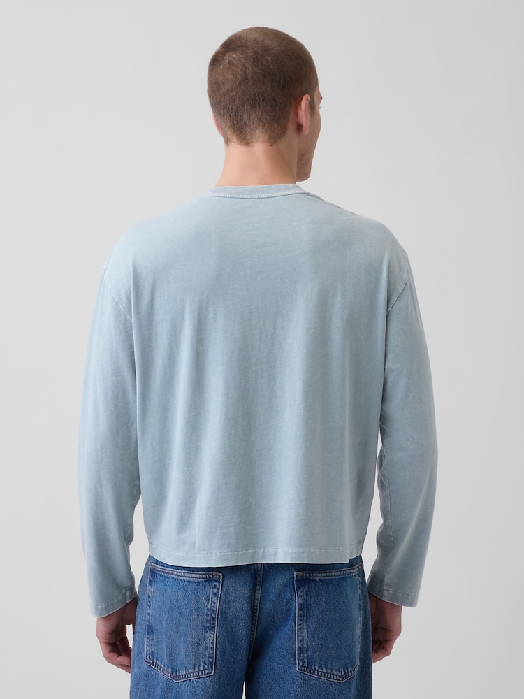 Gap Blue Relaxed Logo Boxy Long Sleeve T-Shirt - Image 2 of 4
