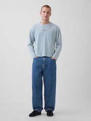 Gap Blue Relaxed Logo Boxy Long Sleeve T-Shirt - Image 3 of 4
