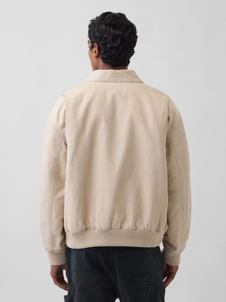 Κρεμ - Gap Canvas Bomber Jacket - Εικόνα 2 από 4