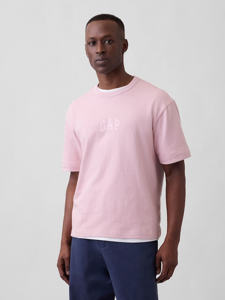 Gap Pink Heavyweight Relaxed 1969 Logo Boxy T-Shirt - Image 1 of 4