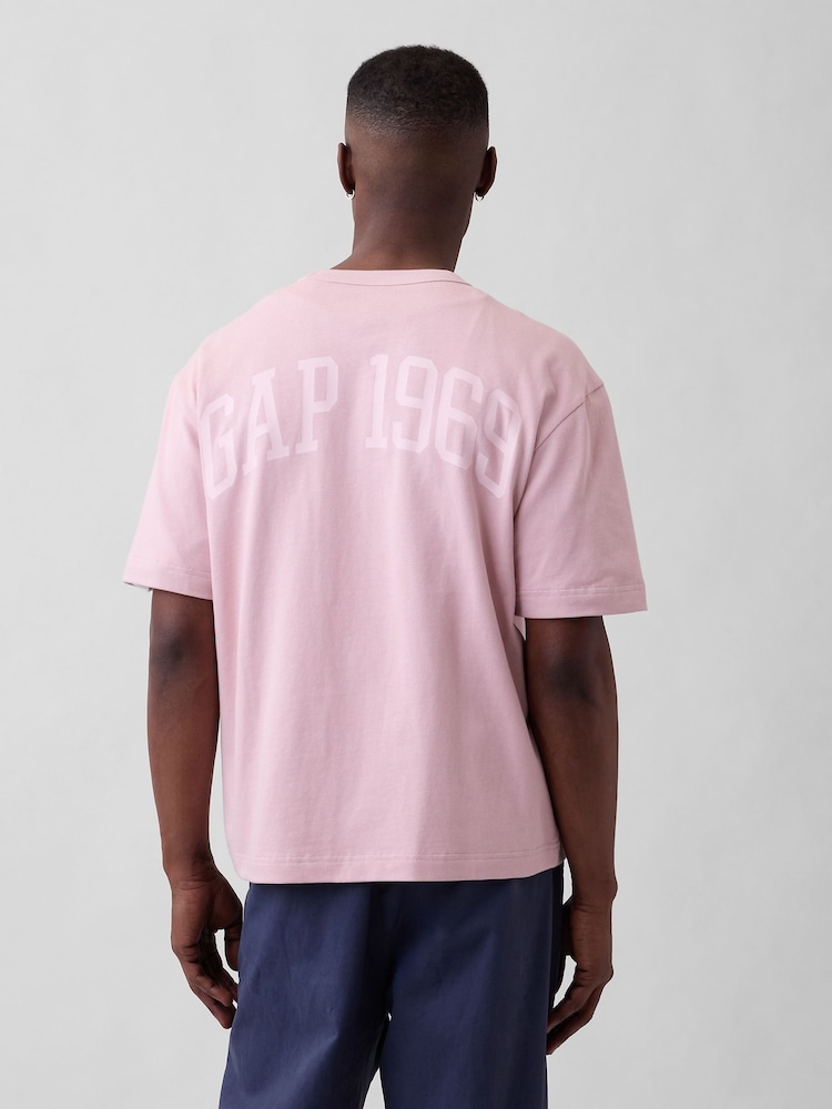 Gap Pink Heavyweight Relaxed 1969 Logo Boxy T-Shirt - Image 2 of 4