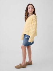 Gap Yellow Crochet Oversized Crew Neck Jumper (4-13yrs) - Image 3 of 5