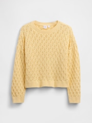 Gap Yellow Crochet Oversized Crew Neck Jumper (4-13yrs) - Image 4 of 5