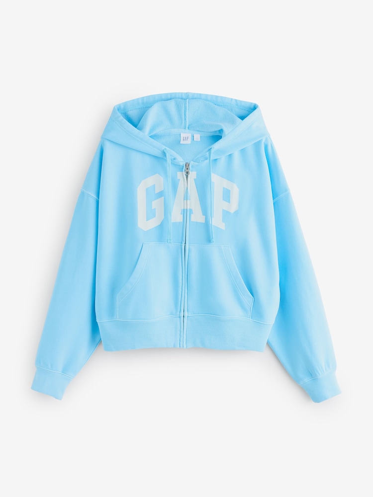 Gap Blue Oversized Logo French Terry Zip Hoodie - Image 1 of 5
