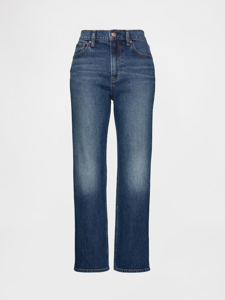 Gap Dark Indigo High Waisted '90s Slim Straight Crop Jeans - Image 6 of 6