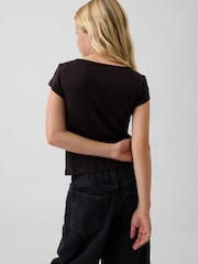 Gap Black Cap-Sleeve Fitted T-Shirt (4-13yrs) - Image 2 of 4