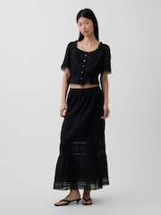Gap Black Lace-Trim Maxi Skirt - Image 1 of 4
