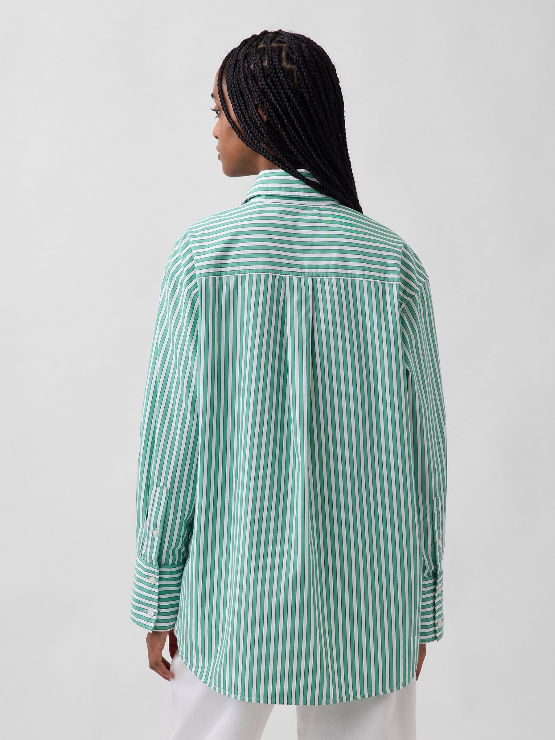 Buy Gap Green Stripe Poplin Big Shirt from Next Luxembourg