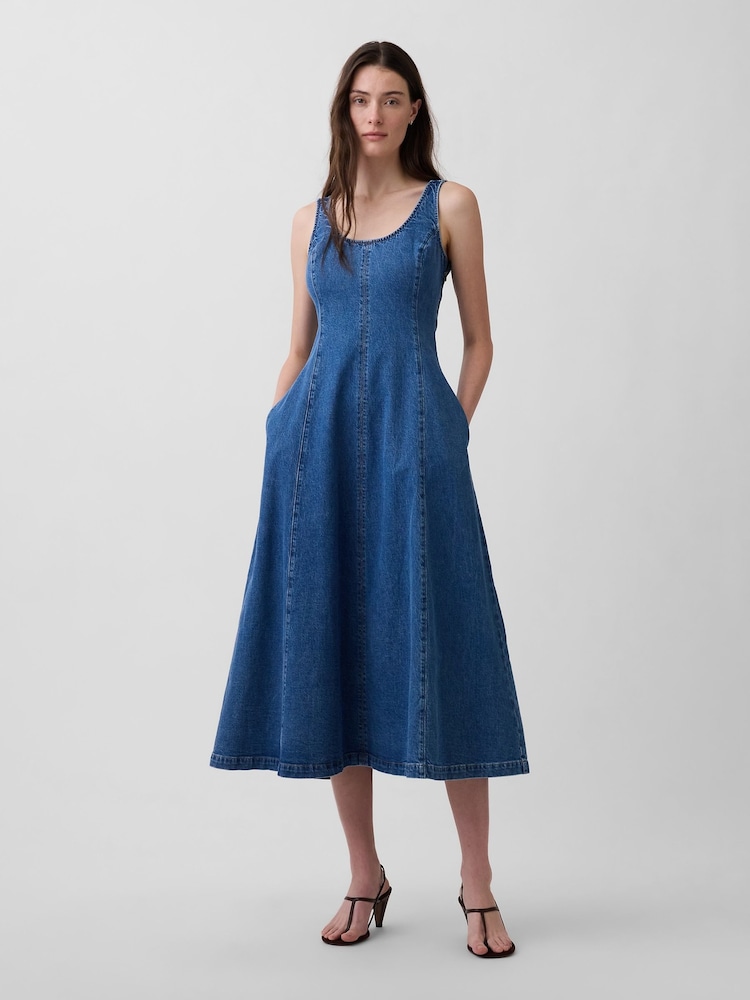 Gap Blue Denim Scoop Neck Maxi Dress - Image 1 of 4