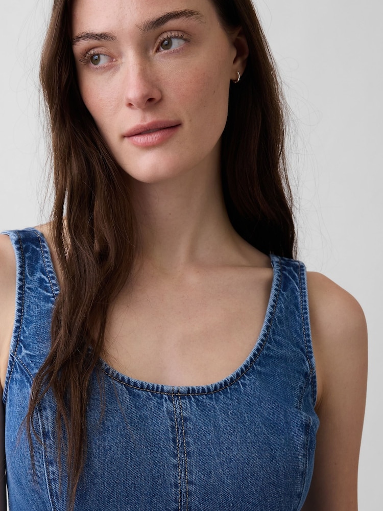 Gap Blue Denim Scoop Neck Maxi Dress - Image 4 of 4