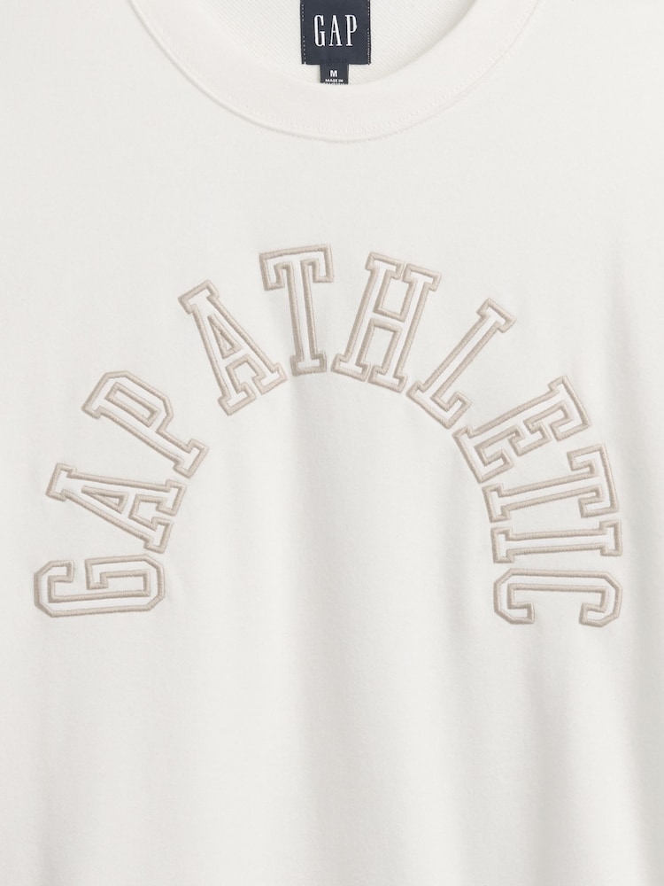 Gap White VintageSoft French Terry Oversized Athletic Sweatshirt - Image 4 of 4