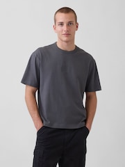 Gap Charcoal Grey Heavyweight Relaxed 1969 Logo Boxy T-Shirt - Image 1 of 4