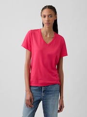 Rosa - Gap Favourite T-Shirt mit V-Ausschnitt - Bild 1 von 5