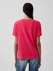 Rosa - Gap Favourite T-Shirt mit V-Ausschnitt - Bild 2 von 5