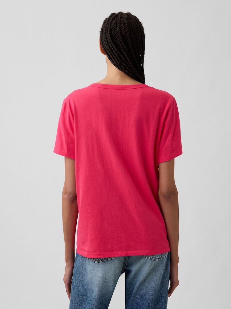 Rosa - Gap Favourite T-Shirt mit V-Ausschnitt - Bild 2 von 5