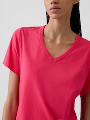 Rosa - Gap Favourite T-Shirt mit V-Ausschnitt - Bild 4 von 5