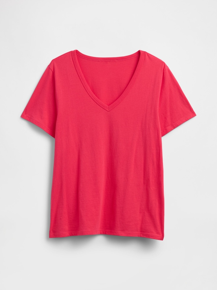 Rosa - Gap Favourite T-Shirt mit V-Ausschnitt - Bild 5 von 5