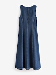 Gap Dark Wash Denim Seamed Zip-Front Midi Dress - Image 6 of 8