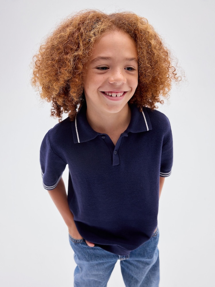 Gap Relaxed Knitted Polo Shirt (4-13yrs) - Imaginea 1 din 4