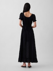 Gap Black Embroidered Puff-Sleeve Maxi Dress - Image 2 of 4