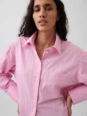 Gap Pink Stripe Cotton Poplin Big Shirt - Image 4 of 5
