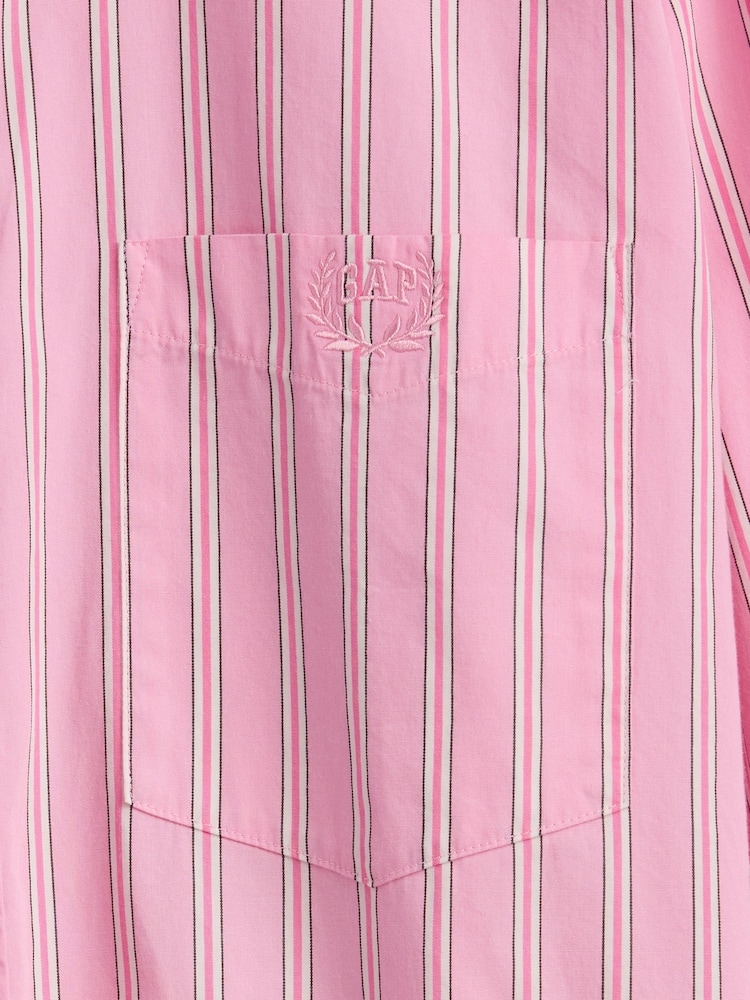 Gap Pink Stripe Cotton Poplin Big Shirt - Image 5 of 5