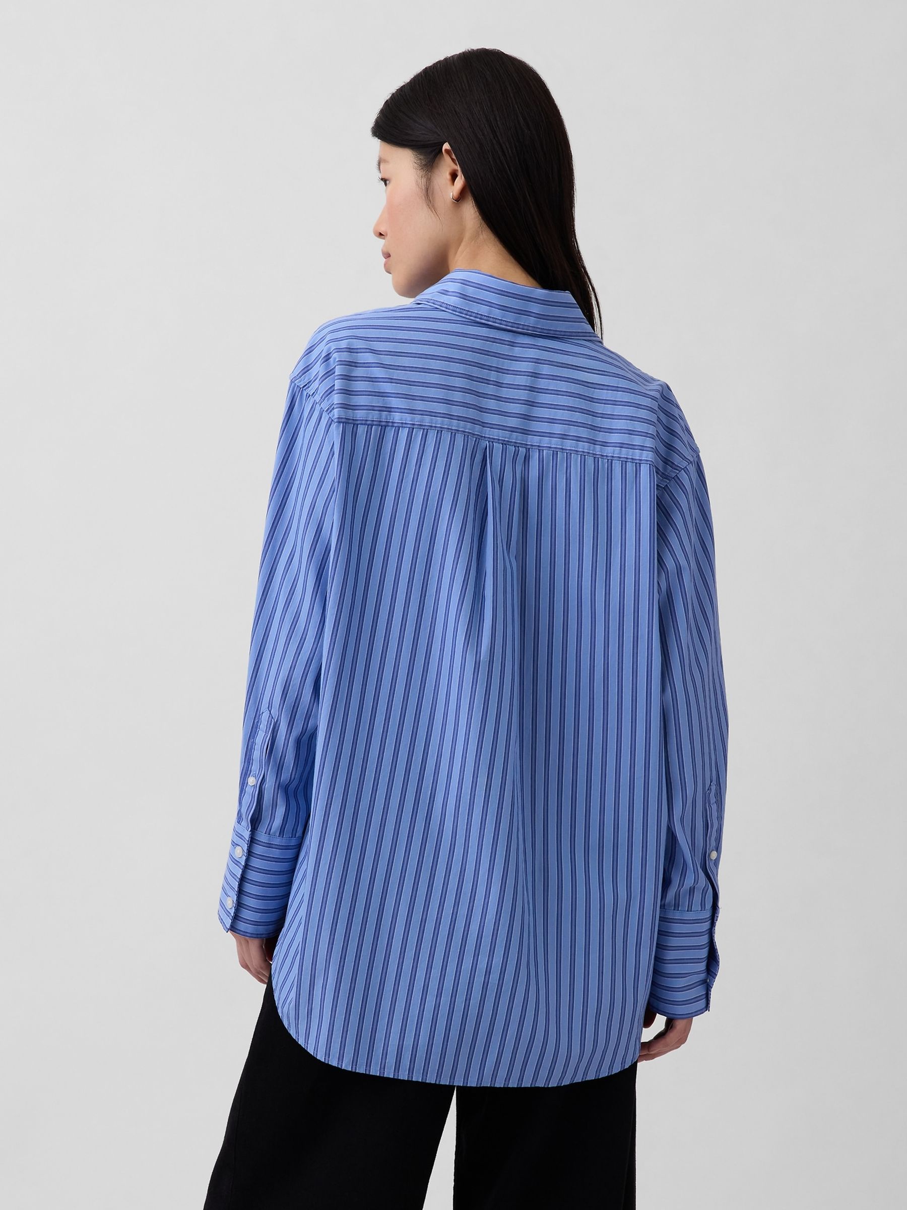 Buy Gap Blue Stripe Poplin Big Shirt from Next Luxembourg