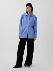 Gap Blue Stripe Cotton Poplin Big Shirt - Image 3 of 5