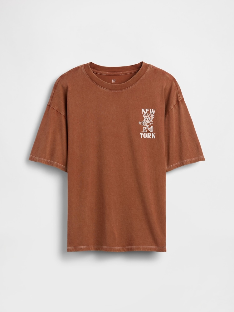 Gap Brown Relaxed Graphic T-Shirt (4-13yrs) - Image 1 of 3