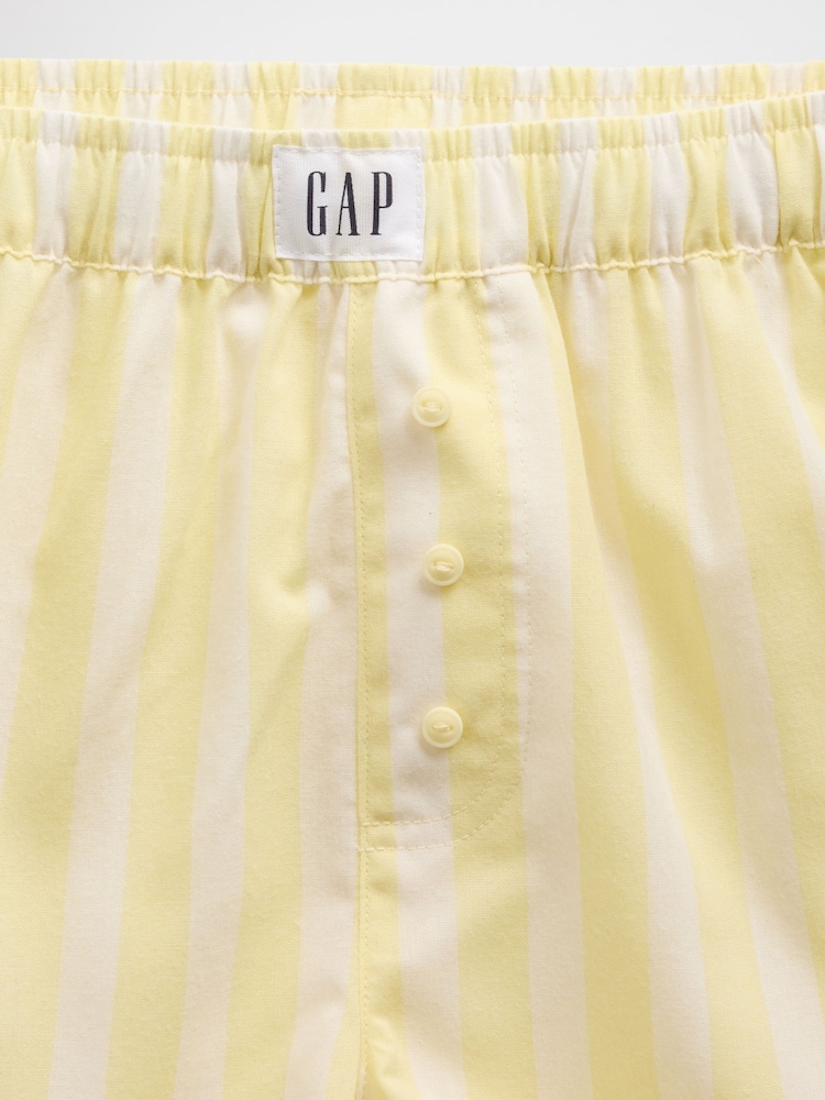 Gap Yellow stripe Poplin Pyjama Boxer Shorts (6-13yrs) - Image 4 of 4