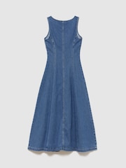 Gap Medium wash Denim Seamed Zip-Front Midi Dress - Image 5 of 5