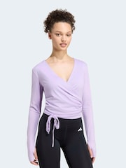 紫色 - adidas 3-Stripes Studio Ballet Wrap Top - 圖片 1/3